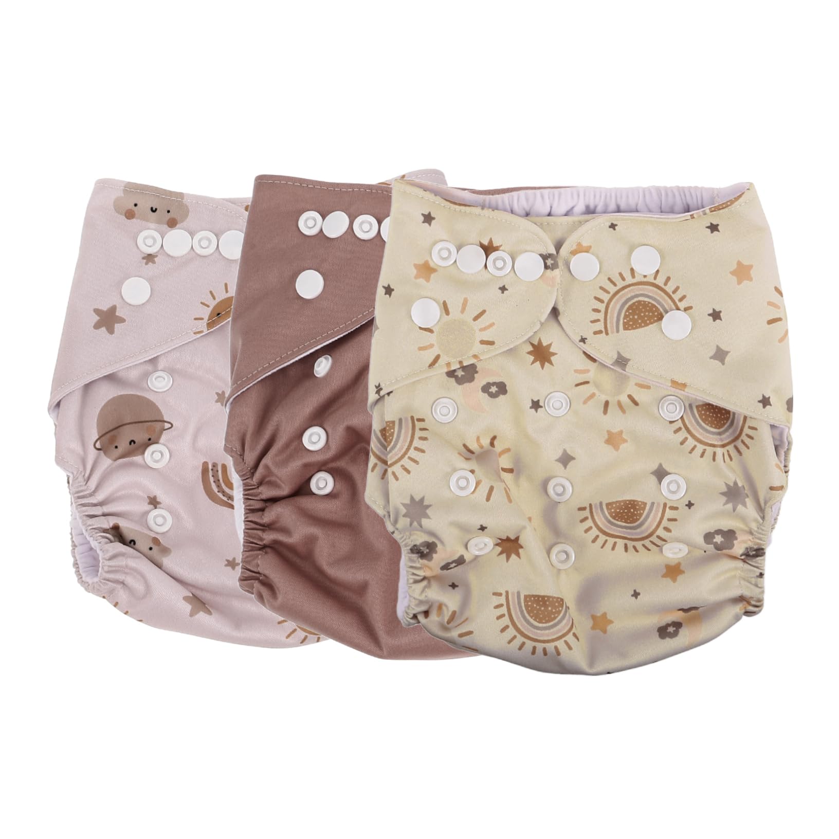 HAPINARY Adjustable Washable Reusable Baby Diapers Soft Comfortable Waterproof Newborn to Toddler Unisex 3-Pack