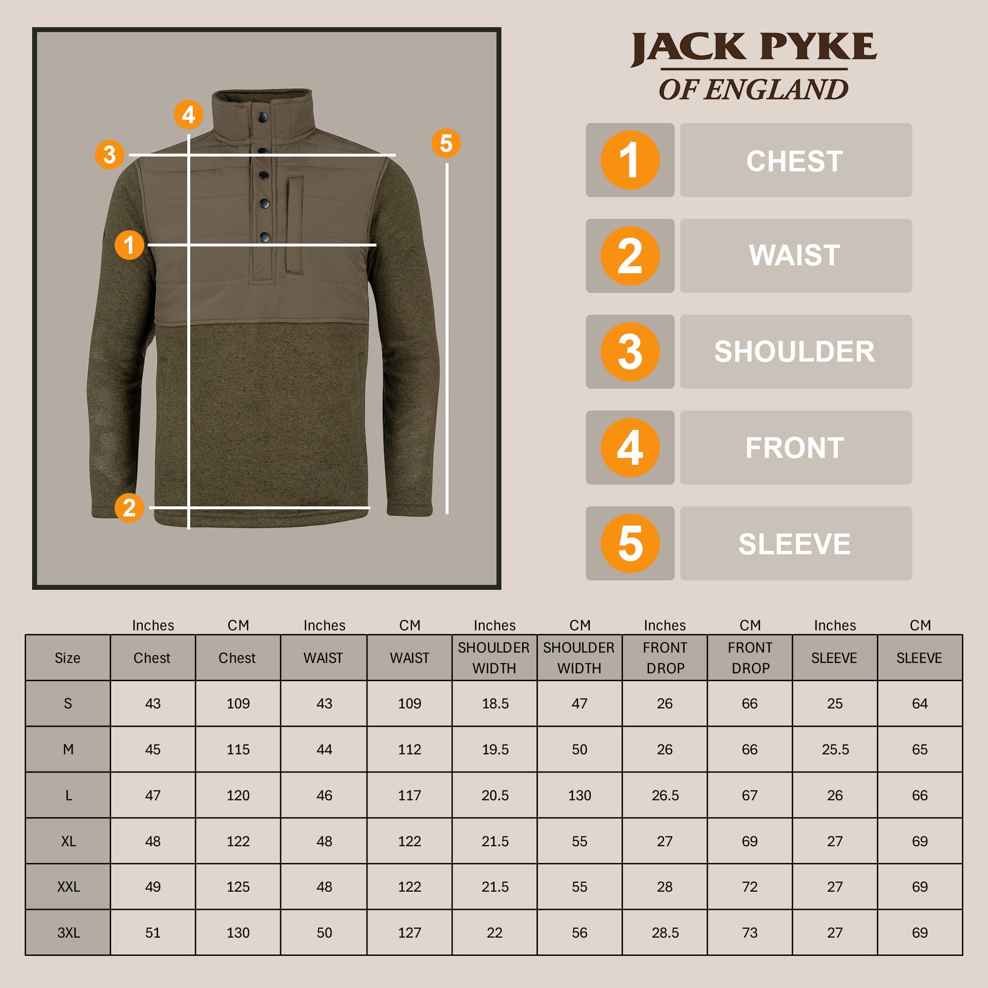 JACK PYKE Pull en polaire pour homme – Veste d'extérieur à manches longues avec col montant, panneau supérieur rembourré, poches zippées et pull à fermeture à bouton-pression pour tenue décontractée