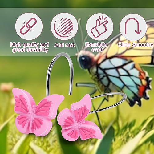 Miniatura 6 de AGPTEK Ganchos decorativos de mariposa para baño, habitación de bebé, dormitorio, sala de estar (rosa)