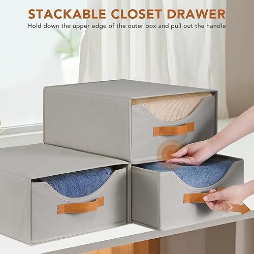 Miniatura 6 de 4 cajones de armario de 16.5 pulgadas y contenedores de almacenamiento de ropa de gran tamaño, cajones apilables con estantes apilables con ventana