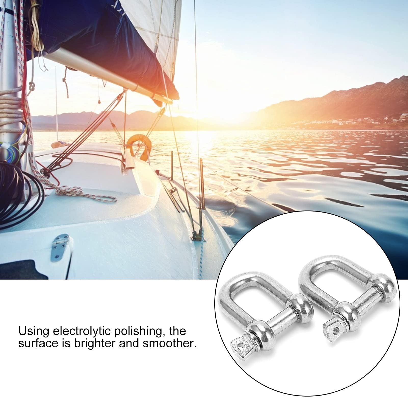 Heavy Duty D Shape Shackle Bolt Design Marine Hardware Stainless Steel 2 Pack M18 Applicable for Various Ships Household