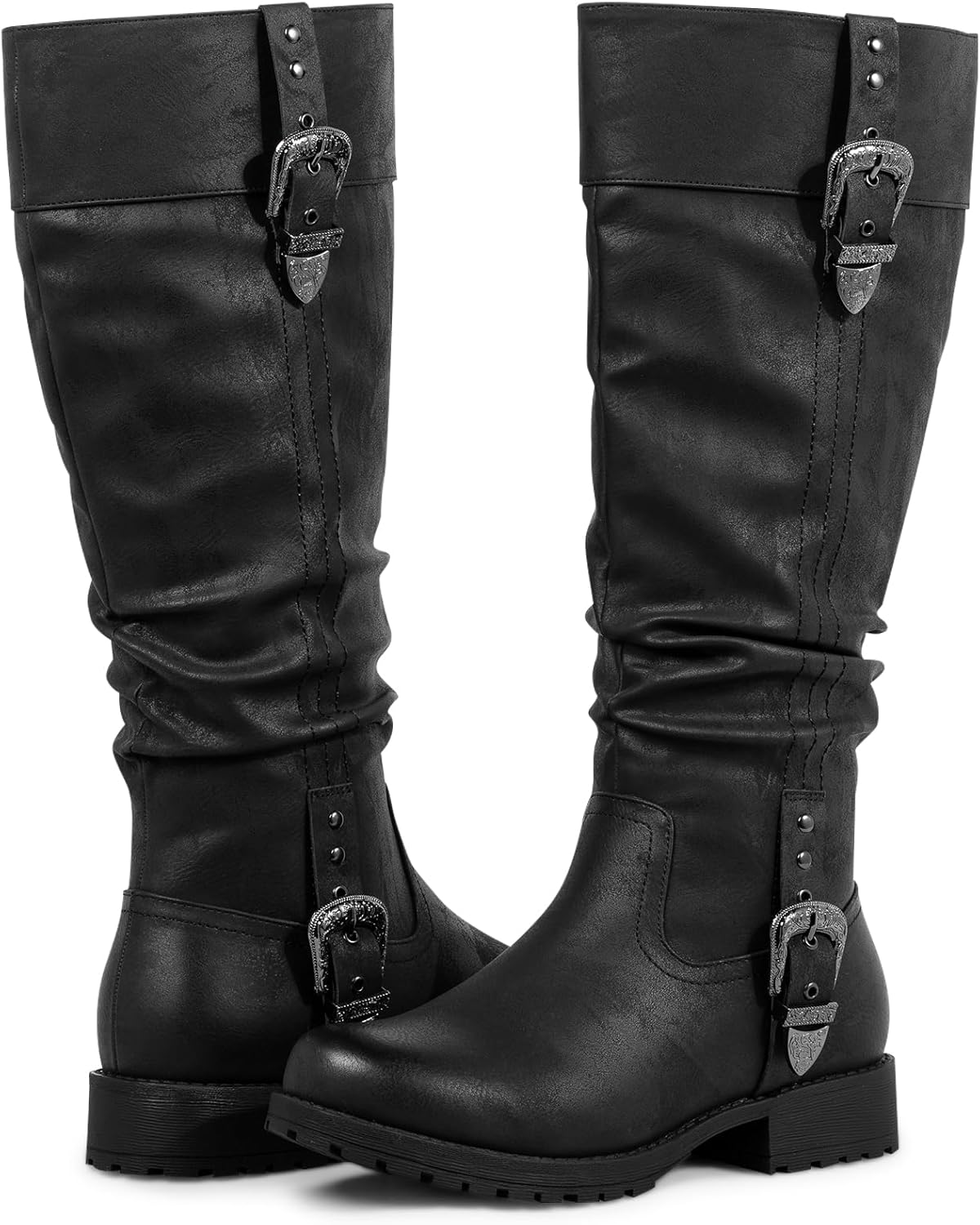 SheSole Knee High Boots Women Wide Calf with Decorative Buckle – Hidden Stretch Panel Riding Boots with Side Zipper, Chunky Low Heel & Round Toe – Stylish & Comfortable - Image 7