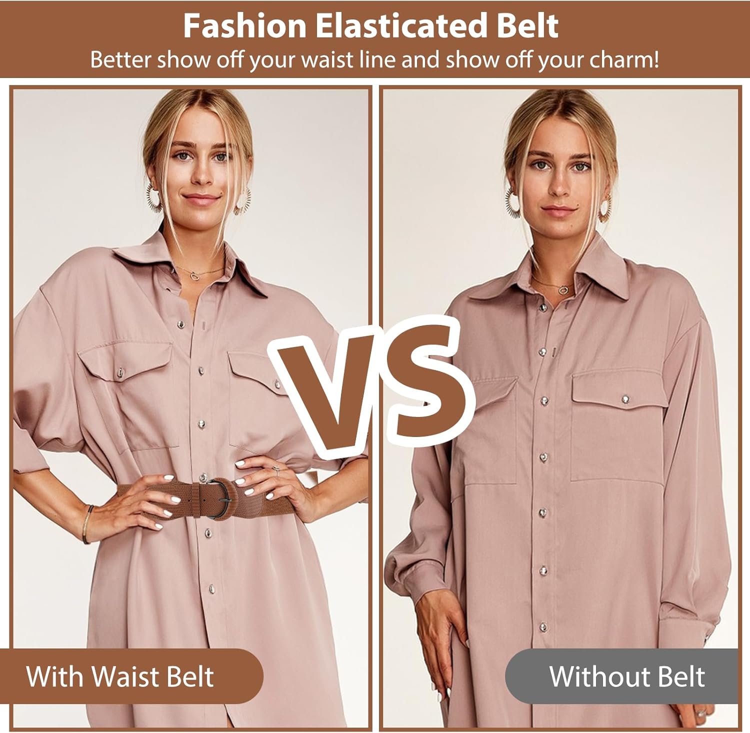 Women Wide Elastic Belt, Stretch Waist Belt Vintage Chunky Waistband Ladies Stretchy Belt for Dresses Jeans - Image 5