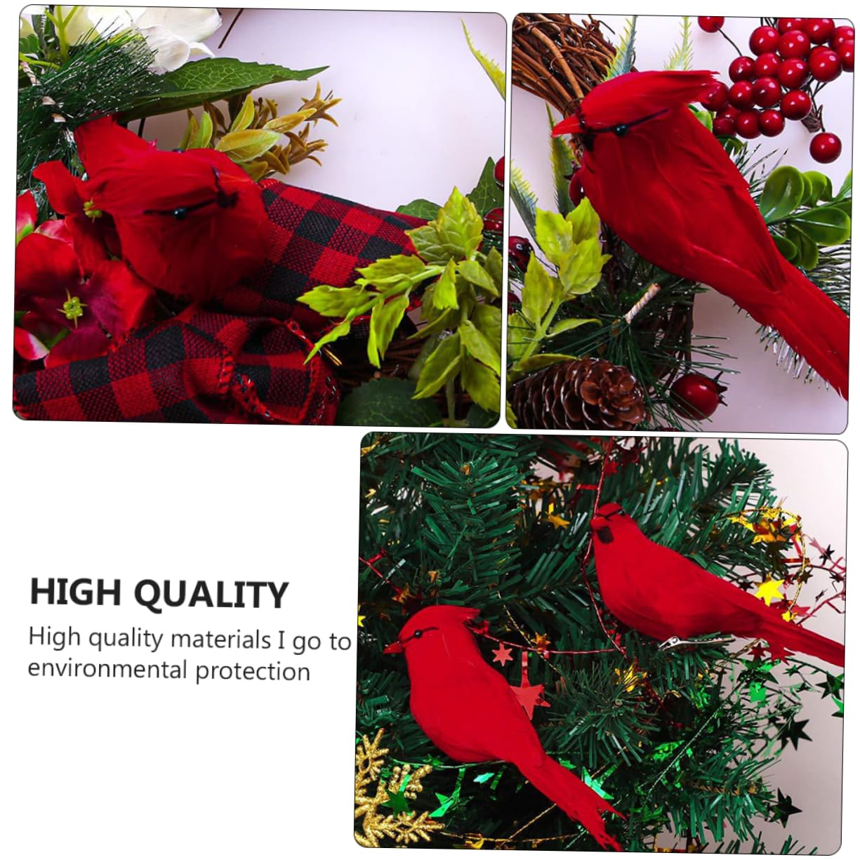 12pezzi Decorazione di Uccelli Cardinali Rossi con Clip per Uccelli di Natale da Appendere all Albero Altri Luoghi Desiderati Realizzata in Piuma Clip di Ferro Sicura e Durevole