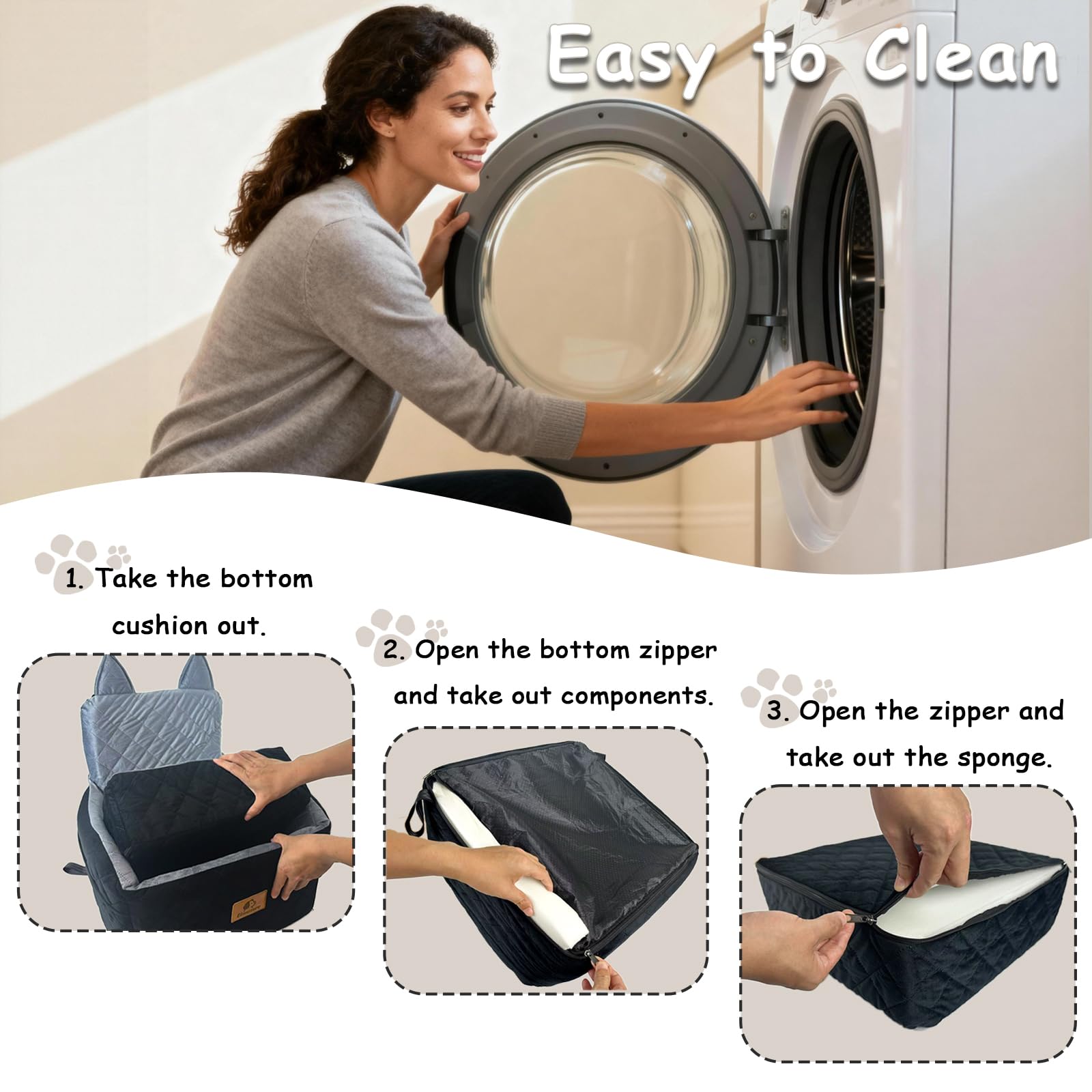 6" Elevated Dog Booster Seat for Small & Medium Dogs up to 35 lbs – Memory Foam Car Bed with Washable Cover for Calmer Rides, Better Window View & Easy Cleaning - image 6