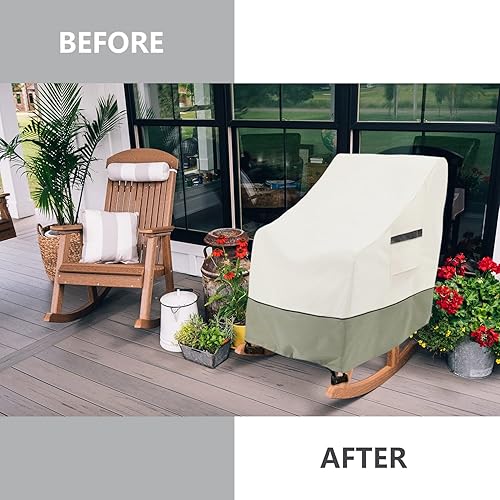 Miniatura 7 de Paquete de 2 fundas para mecedoras de exteriores, 100% impermeables, resistentes para sillas de exterior, fundas para sillas mecedoras de patio para