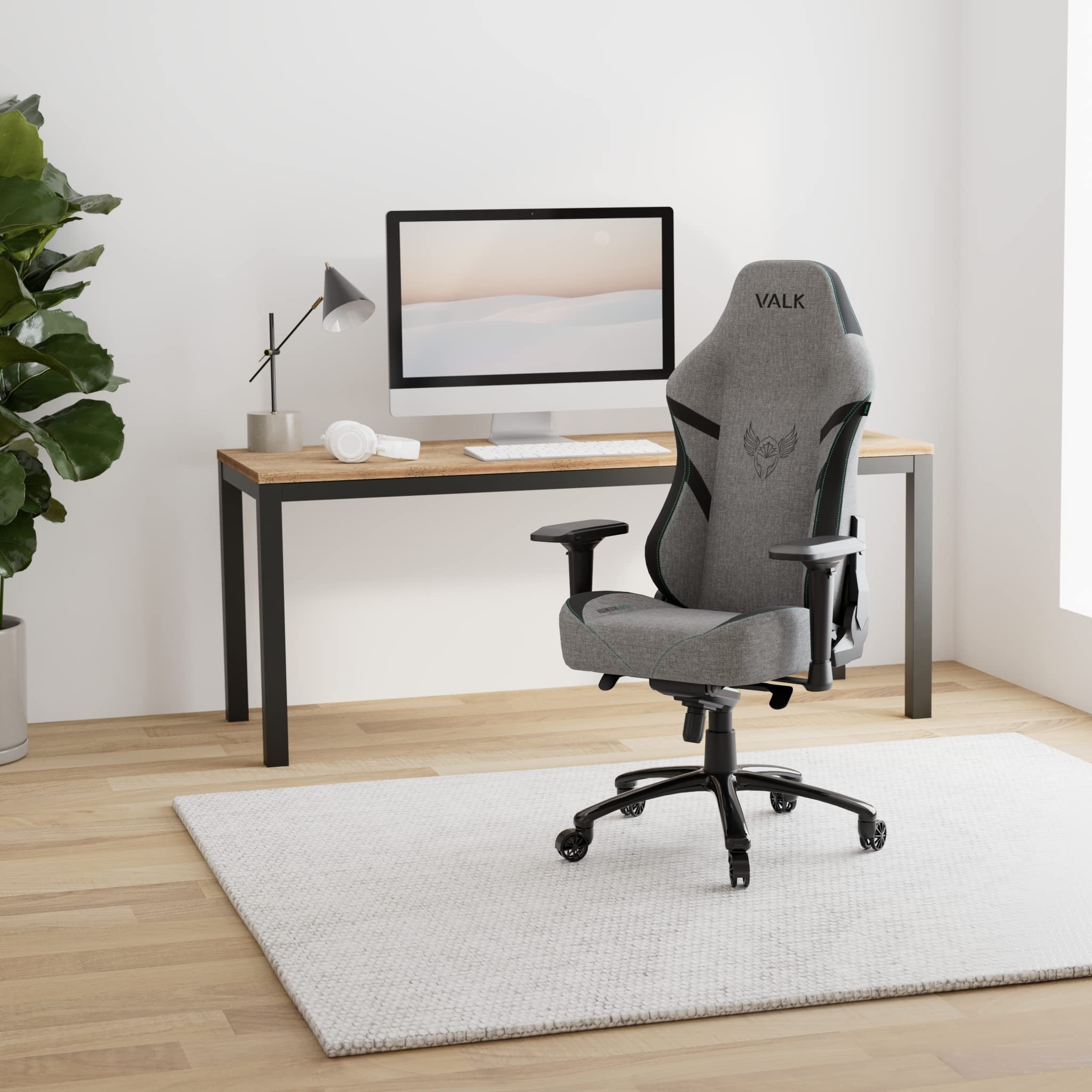 VALK Freya - Sedia Gaming Professionale Ergonomica in Tessuto Traspirante, Reclinabile 160º, Braccioli 4D, Cuscini in Schiuma di Memoria, Sedia Gamer, Sedia da Scrivania, Sedia da Ufficio (Grigio)