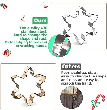 Christmas Cookie Cutter, Joyoldelf 7 Piece Christmas Cutters Stainless Steel Gingerbread Boy, Christmas Tree, Snowflake, Reindeer, Snowman, Santa Claus, Bell for Kids, 100 Pack Free Candy Bag