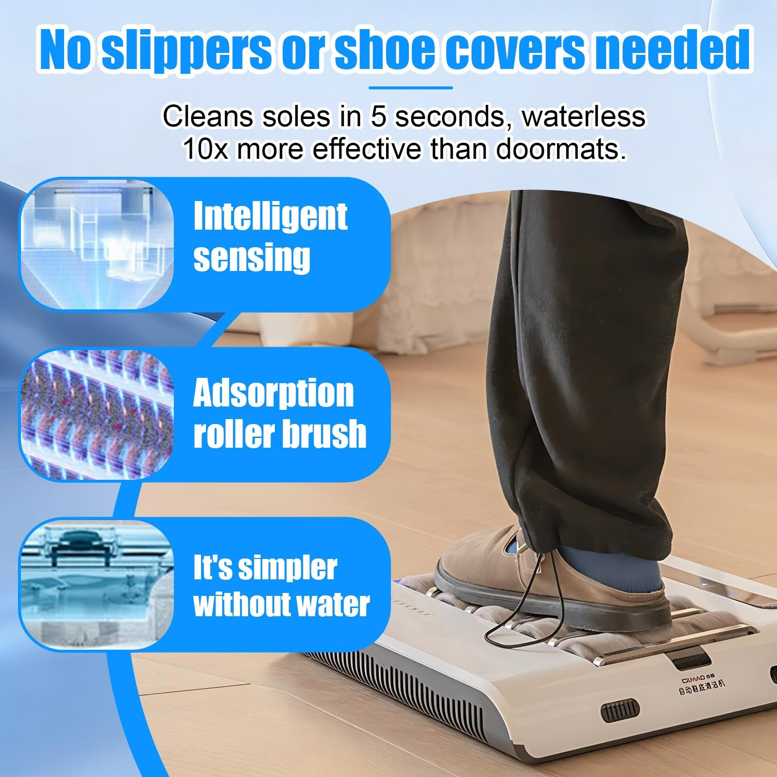 Limpiador automático de zapatos, máquina inteligente de limpieza de suela con cepillo giratorio, recargable, sin agua, manos libres para uso en la entrada de la puerta, no necesita agua