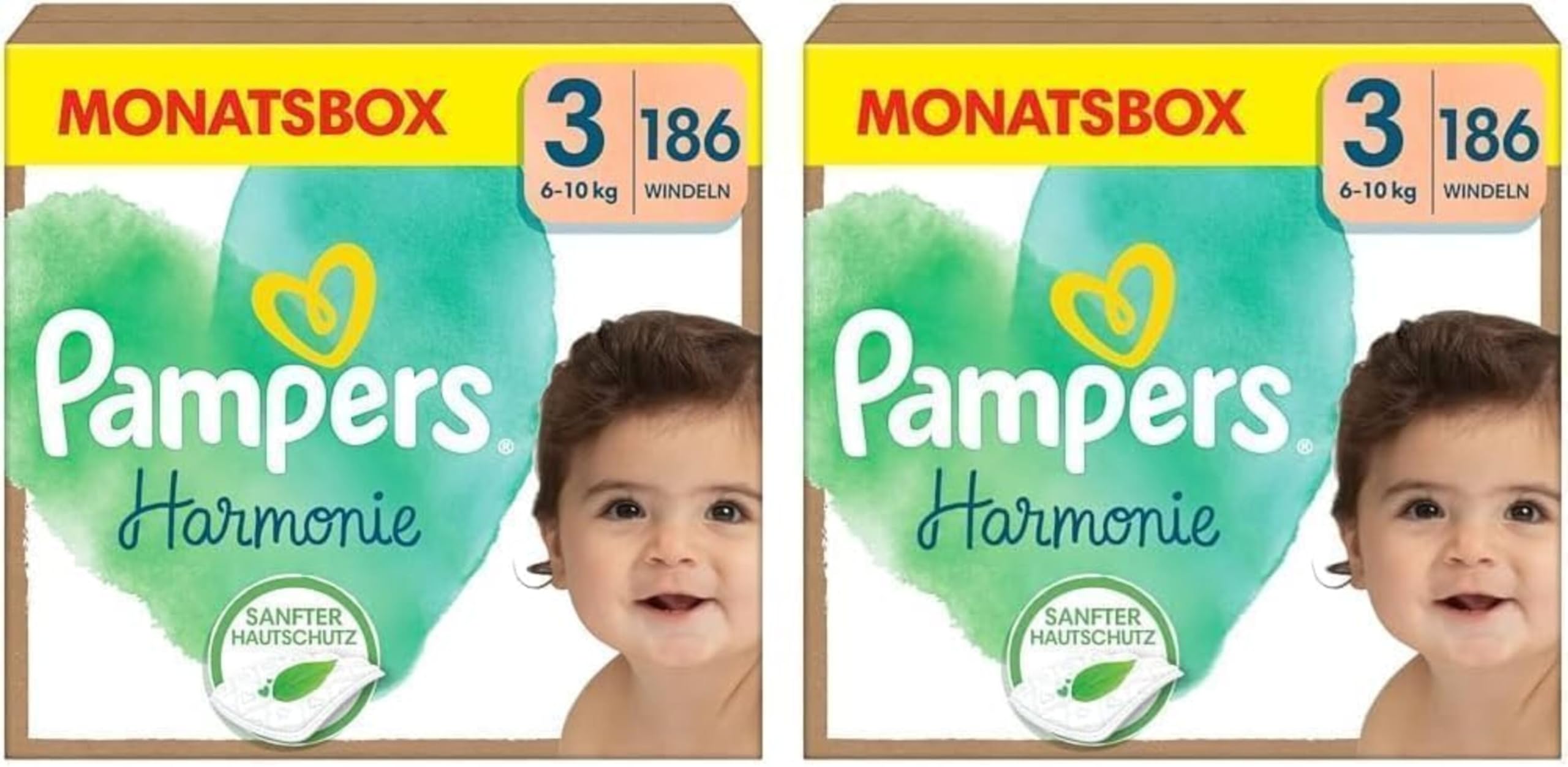 Pampers Harmonie Windeln Größe 3, 186 Windeln, 6kg-10kg, sanfter Hautschutz mit 100 Prozent Pampers Schutz