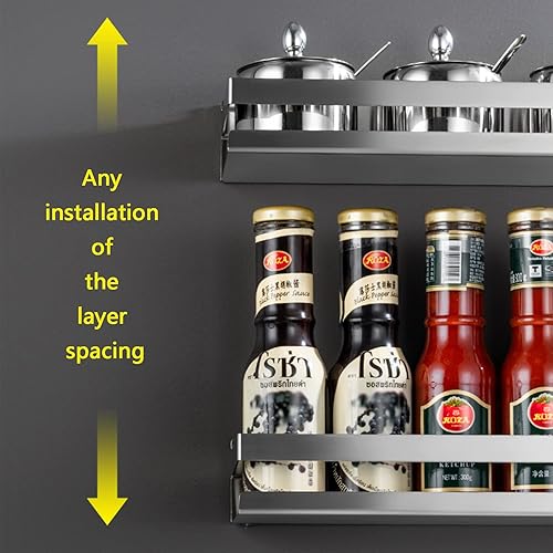 Miniatura 5 de GEINIFAFA Estantes flotantes de almacenamiento de metal inoxidables, estante rectangular montado en la pared para dormitorio, baño, sala de estar,