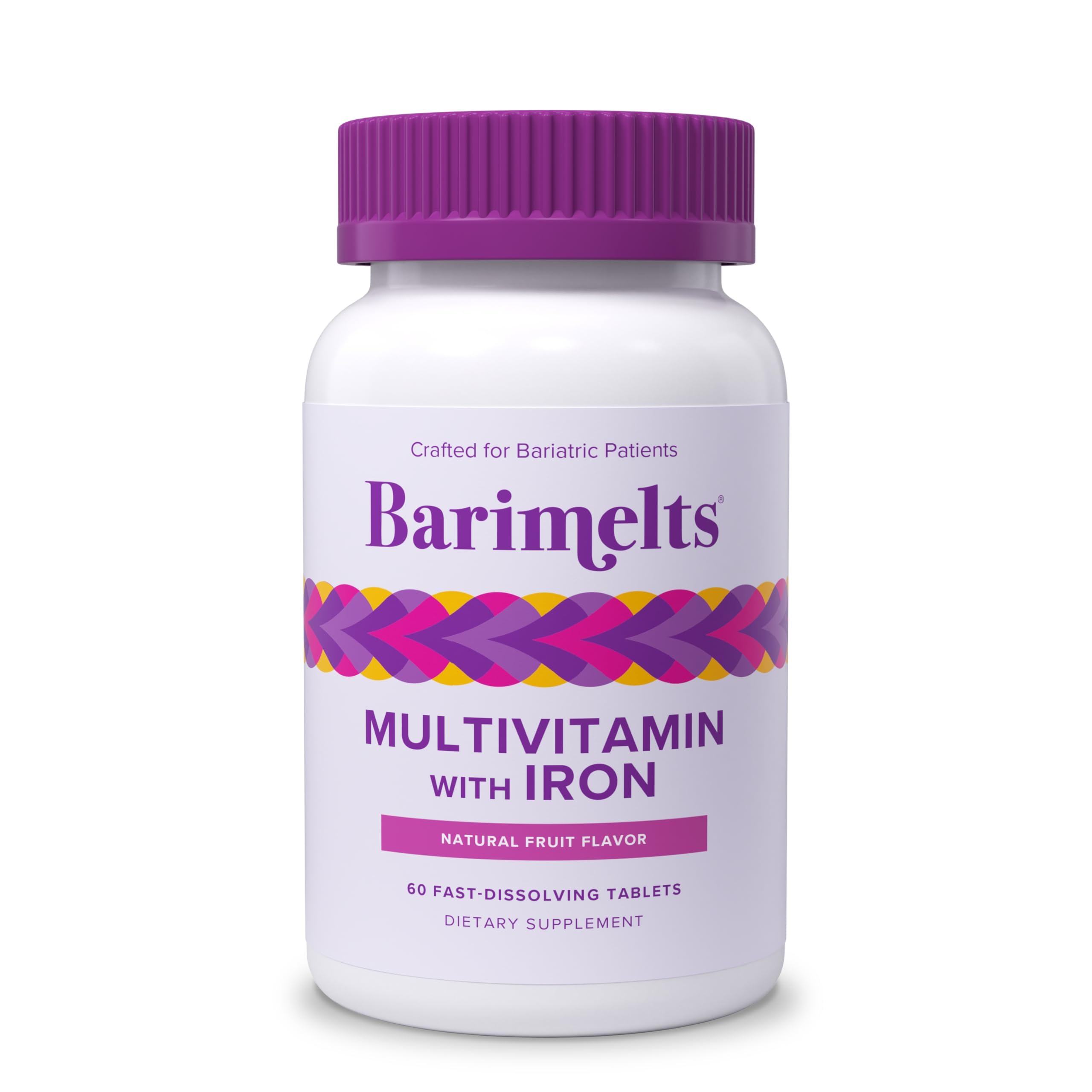 BariMeltsBariatric Multivitamin with Iron, 60 Fast-Dissolving Tablets (1-Month Supply), Sugar-Free Bariatric Vitamins for Women, Natural Fruit Flavor​