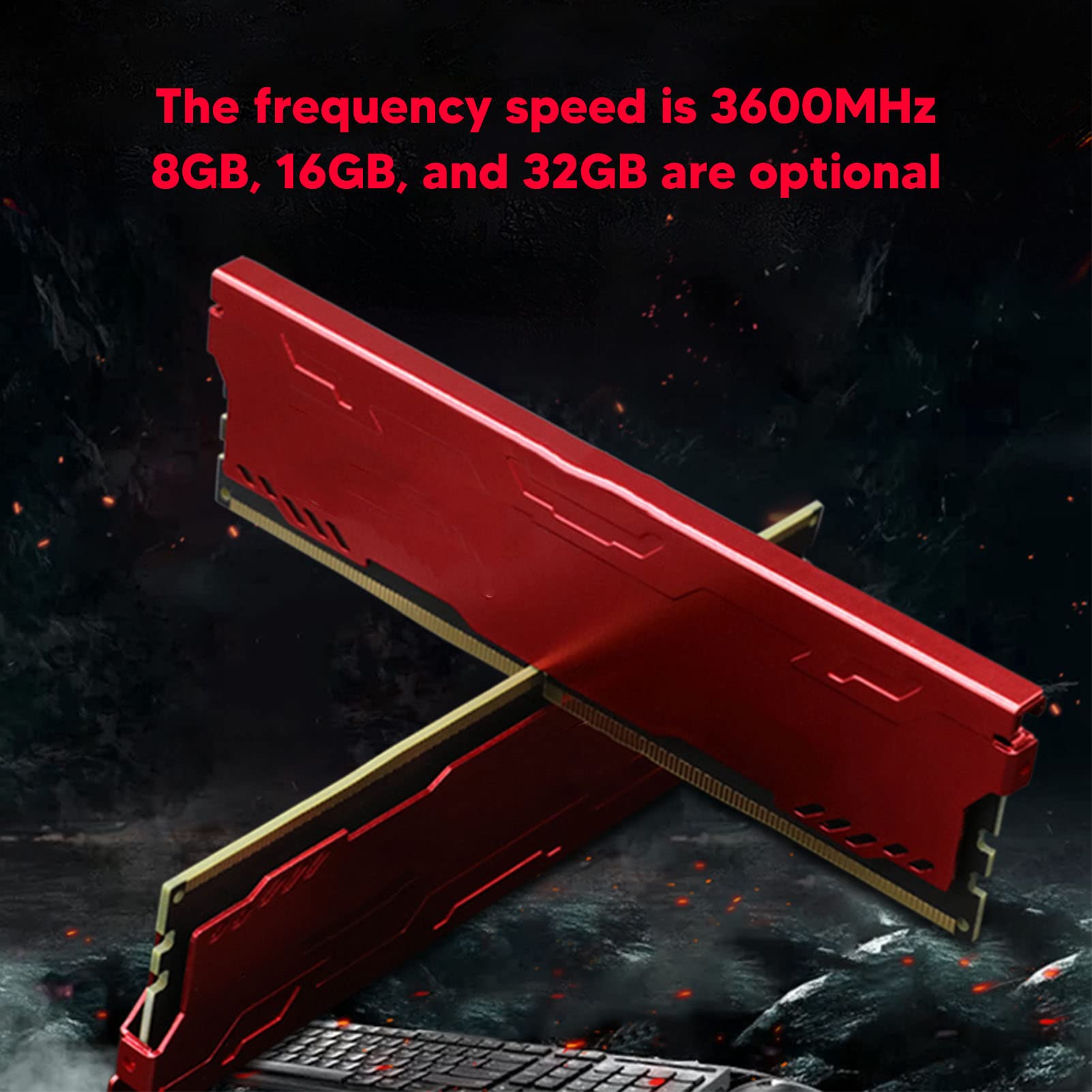 Cryfokt Pamięć RAM DDR4, moduł Pamięci Stacjonarnej 16 GB 3600 MHz z oszałamiającą diodą LED RGB, zoptymalizowaną wydajnością Chłodzenia XMP, Napięcie Robocze 1,35 V, do Komputeró (8GB)