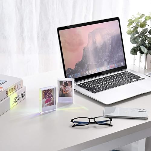 Vista 11 de Instax Mini marcos de fotos, 2 x 3 pulgadas, bonitos marcos acrílicos plateados con purpurina para película Fujifilm y Polaroid (paquete de 3)