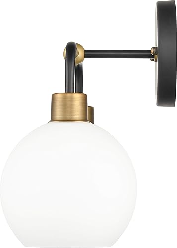 Miniatura 3 de Linea di Liara Lukasa - Moderna lámpara de tocador de baño, 2 luces sobre espejo, color negro mate y dorado, para lámparas de baño, cubiertas de