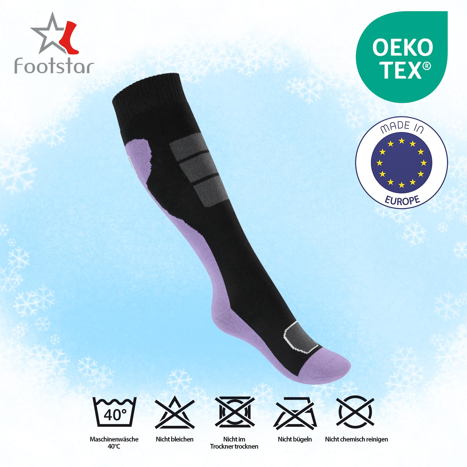 Footstar Dziecięce skarpety termiczne do użytku na zewnątrz (6 par), kolorowe skarpety zimowe