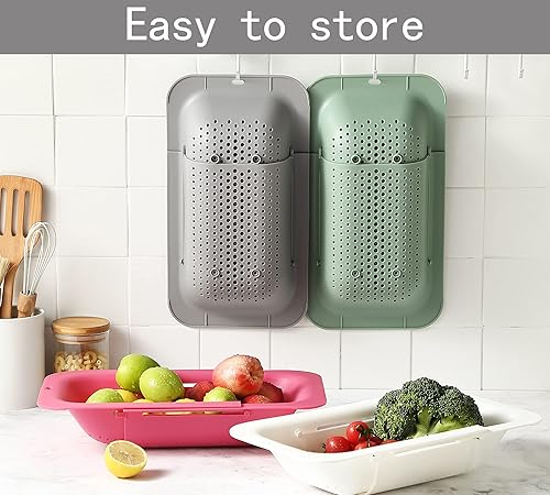 Miniatura 7 de Domonic Home Colador sobre el fregadero para fregadero de cocina, colador sobre el fregadero, cesta para verduras, frutas, pasta, colador plegable