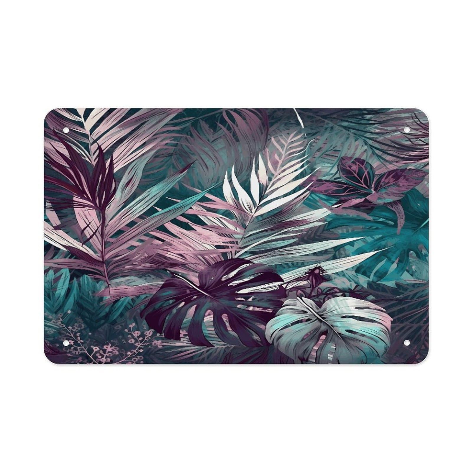 Fekiloot Style Palm Leaf Pattern Metal Signs Wall Art Tin Sign