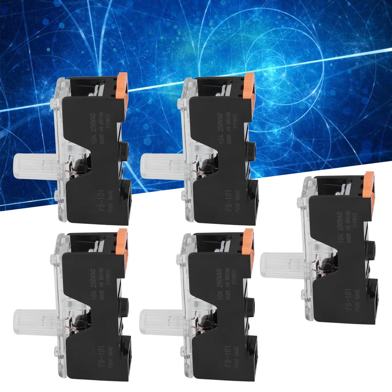 Porta Fusibile 20 Pc a Bassa Tensione 1 Supporto per Guida Involucro con Luce 10A 250 V FS - 101 6x30mm
