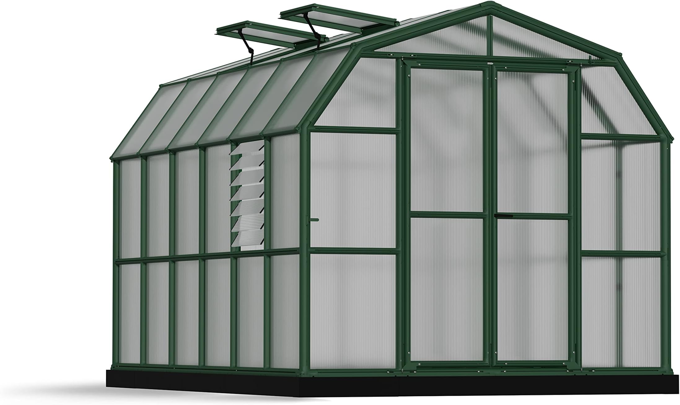 Palram - Canopia Rion Prestige 8 Ft. x 12 Ft. Greenhouse, Large Twin Wall Polycarbonate Heavy Duty Green House DIY Kit for Garden, Plants, Walk-in for Outdoors with Window Vent (Green)