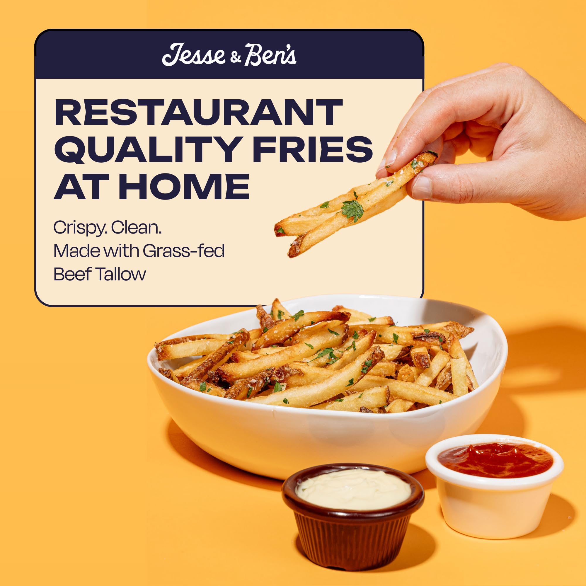 Jesse Bens House-Cut Tallow Sea Salt Fries Made with Grass-Fed Beef Tallow Gluten-Free Non-GMO Frozen Potatoes Healthy Snack — view 3