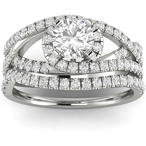 1 1/6 Carat TW Diamond Bridal Set in 14k White Gold (H-I, I2-I3)