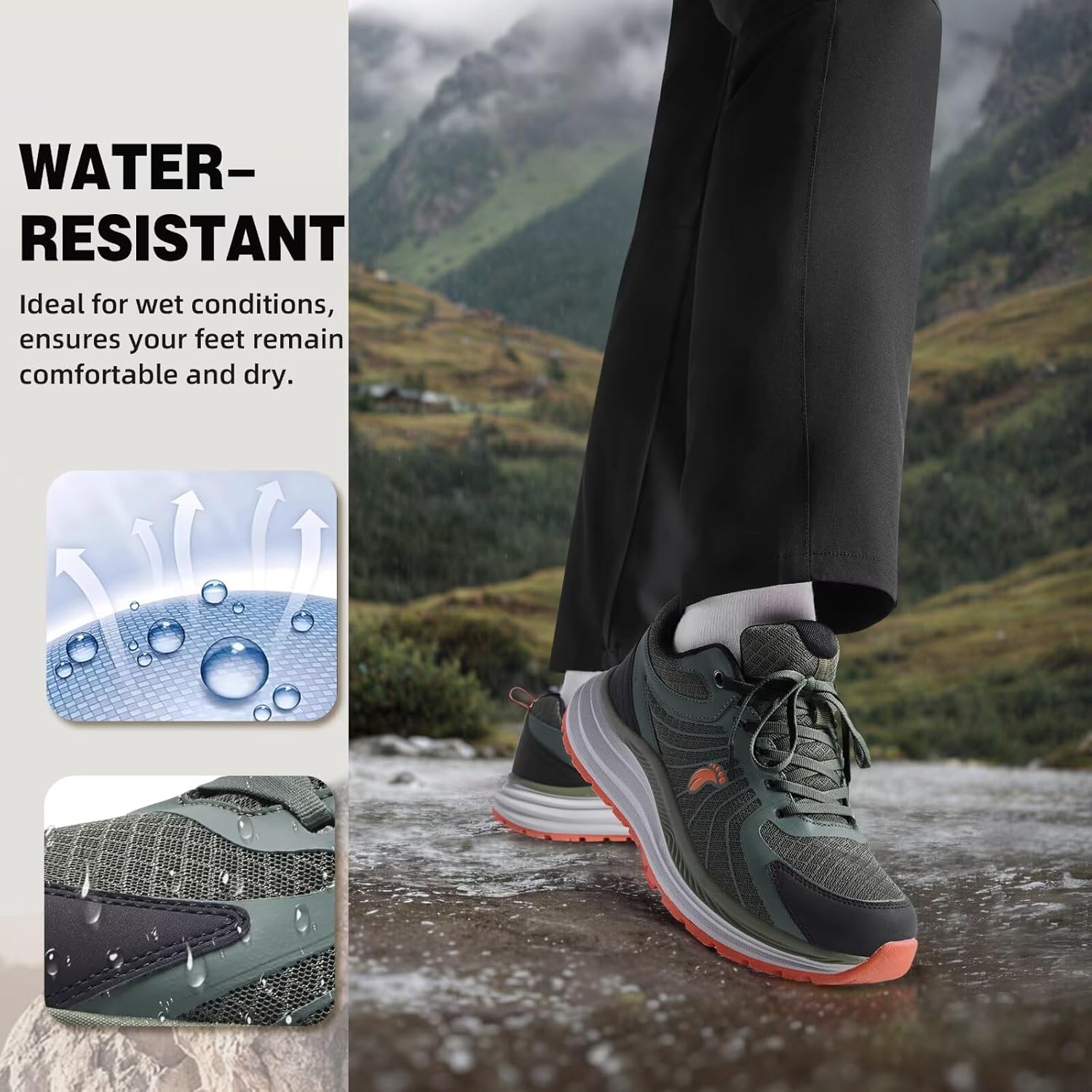 Men's Orthopedic Trail Running Shoes: Comfortable Casual Arch Support Plantar Fasciitis Workout Walking Shoes, Orthotic Flat Feet Hiking Sport Gym Cross Training Sneakers for Foot and Heel Pain Relief - Image 5