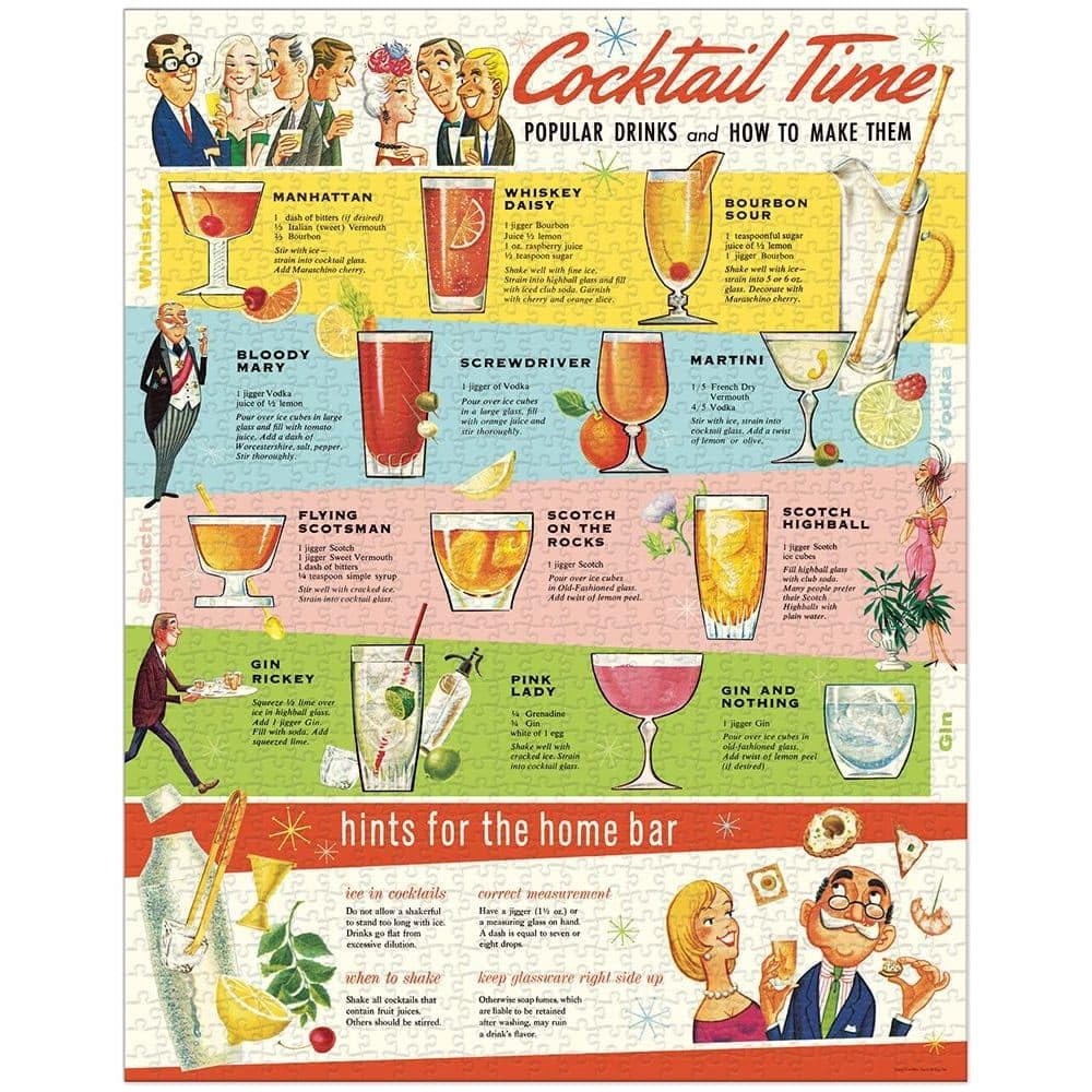 Cavallini 1000 Piece Puzzle, Vintage Cocktails (PZL/Bar)