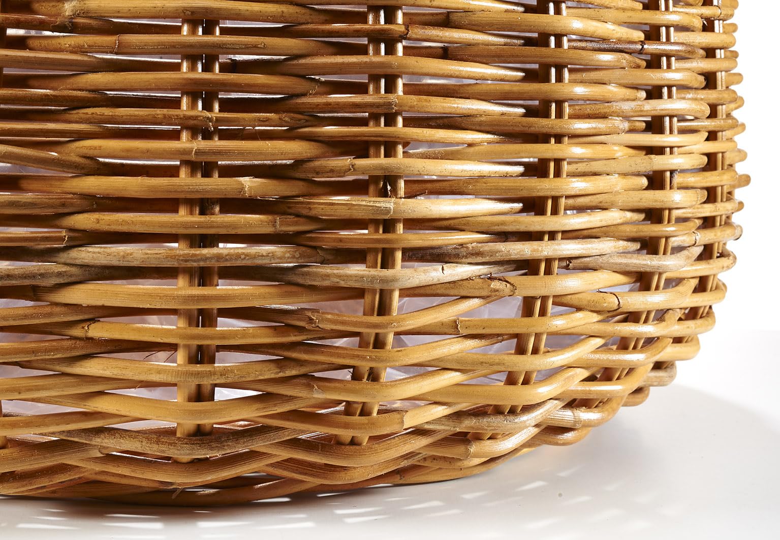 Kobolo Pflanzkorb rund Ø 48 cm braun, geflochtener Rattan Übertopf mit Folie, Pflanzkübel & Blumenkorb für Zimmerpflanzen, stabil & dekorativ, Blumentopf für den Innen- und geschützten Außenbereich
