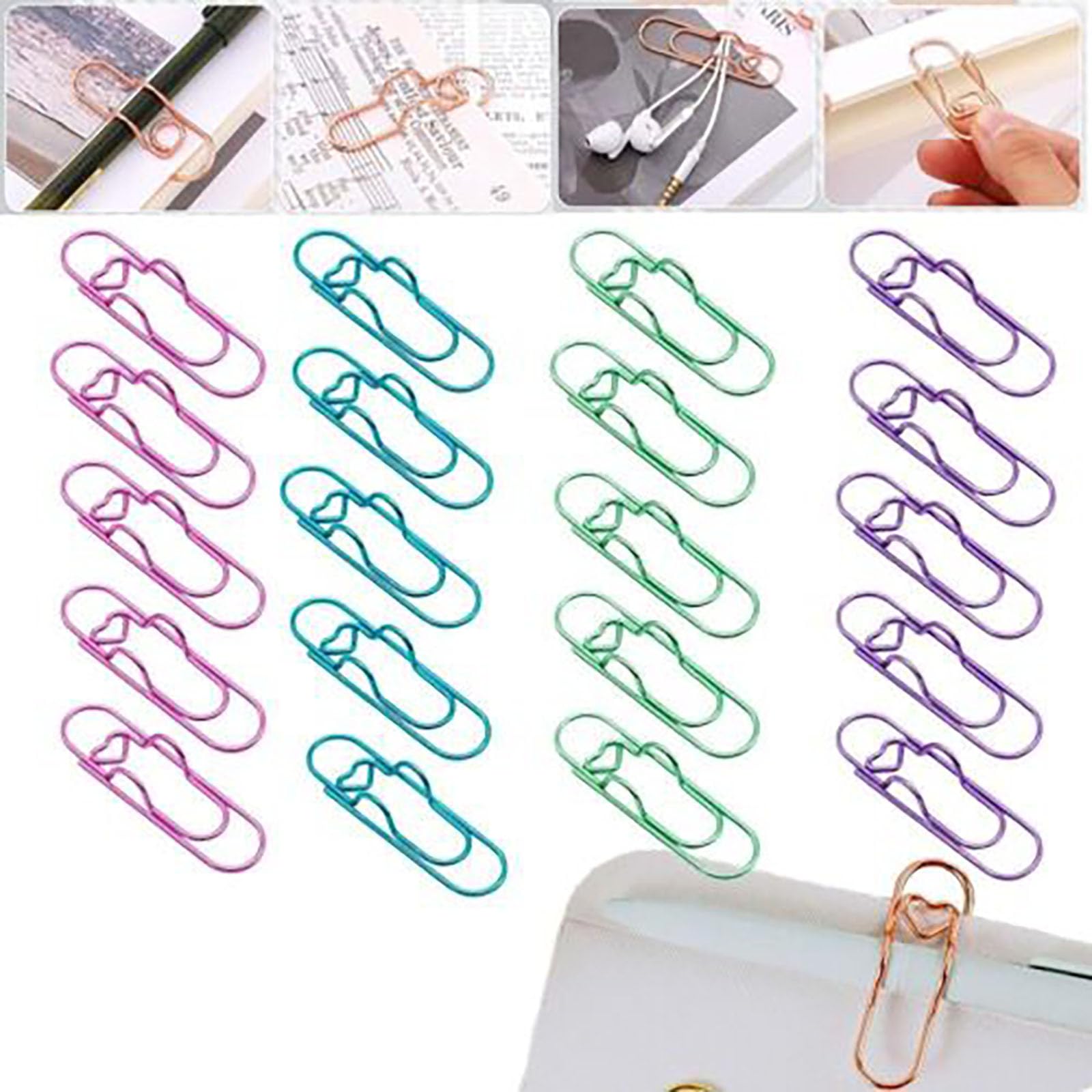 Cmeilau Multi-functional Metal Heart Pen Clip, 20PCS Inserts Paper Clip for Notebooks, Stainless Steel Pen Holder for Clipboard,Cute Pen Loop Journal Paperclips Large Size Pencil Holder (B,20pcs)