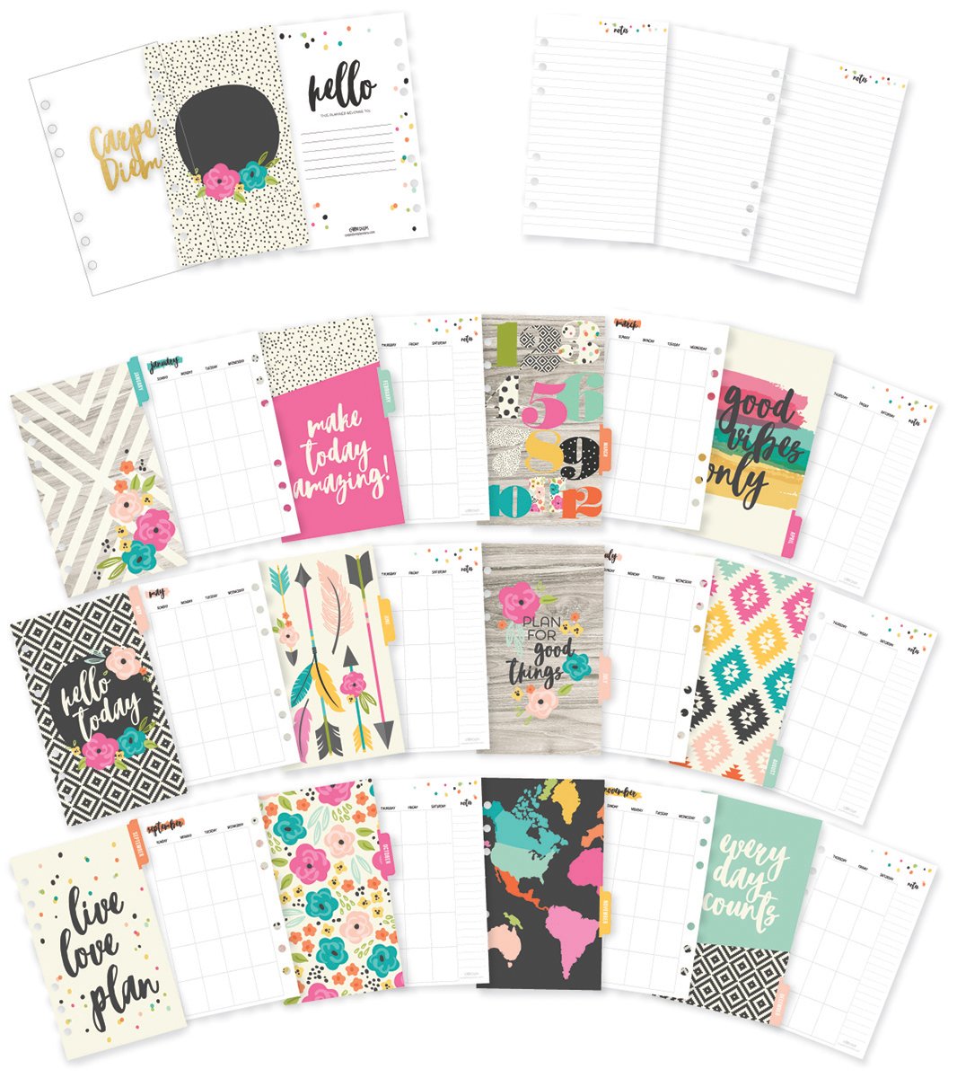 Simple Stories 7989 Carpe Diem Good Vibes - Inserti per agenda personale, double-face, multicolore, 21,08 x 10,92 x 0,68 cm