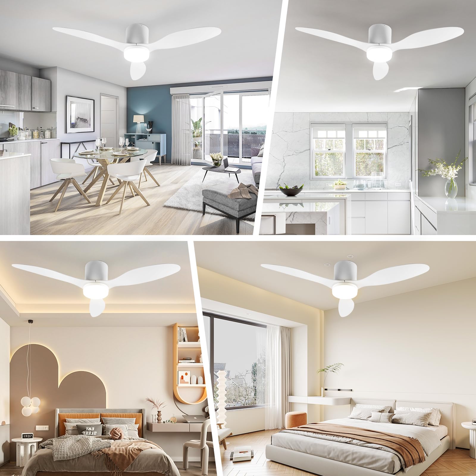 100CM Ventilatore da Soffitto, Ventilatore da Soffitto con Lampada e Telecomando 6 Velocità Reversibile, Lampada da Soffitto Silenziosa con Ventilatore, LED Fan Plafoniera con Luce, Timer