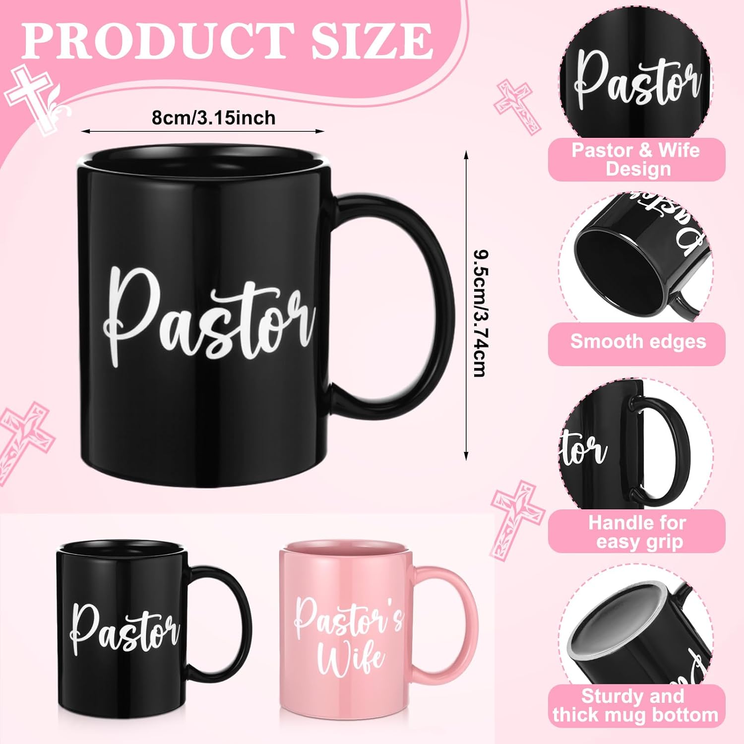 TaoBary 4pcs Pastor and Pastor Wife Appreciation Gifts Christian Gifts for Men Including Leather Notebooks Ceramic Mugs for Churchman Birthday Christmas Appreciation Day Religious Supplies