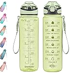 Enerbone 32 oz Water Bottle with Times to Drink and Straw, Motivational Drinking Water Bottles with Carrying Strap, Leakproof BPA & Toxic Free, Ensure You Drink Enough Water for Fitness Gym Outdoor