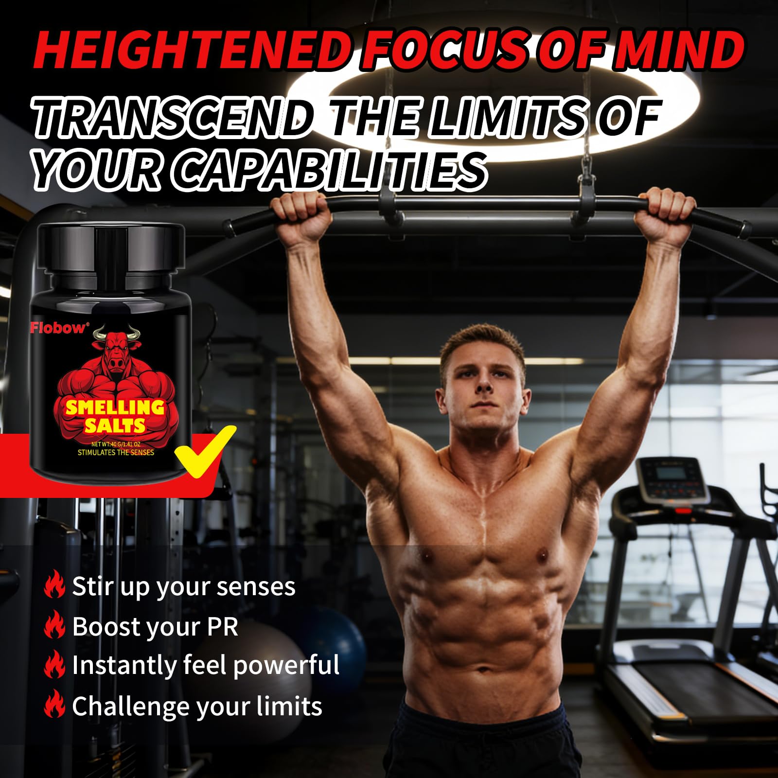FIobow Smelling Salts for Athletes in Hockey, Potent Wake Up for Athletes in Weightlifting and Powerlifting, Activate Before Smelling, Instant Energy, Enhanced Focus & Motivation 40 g in 1 Bottle-NE1 — view 5