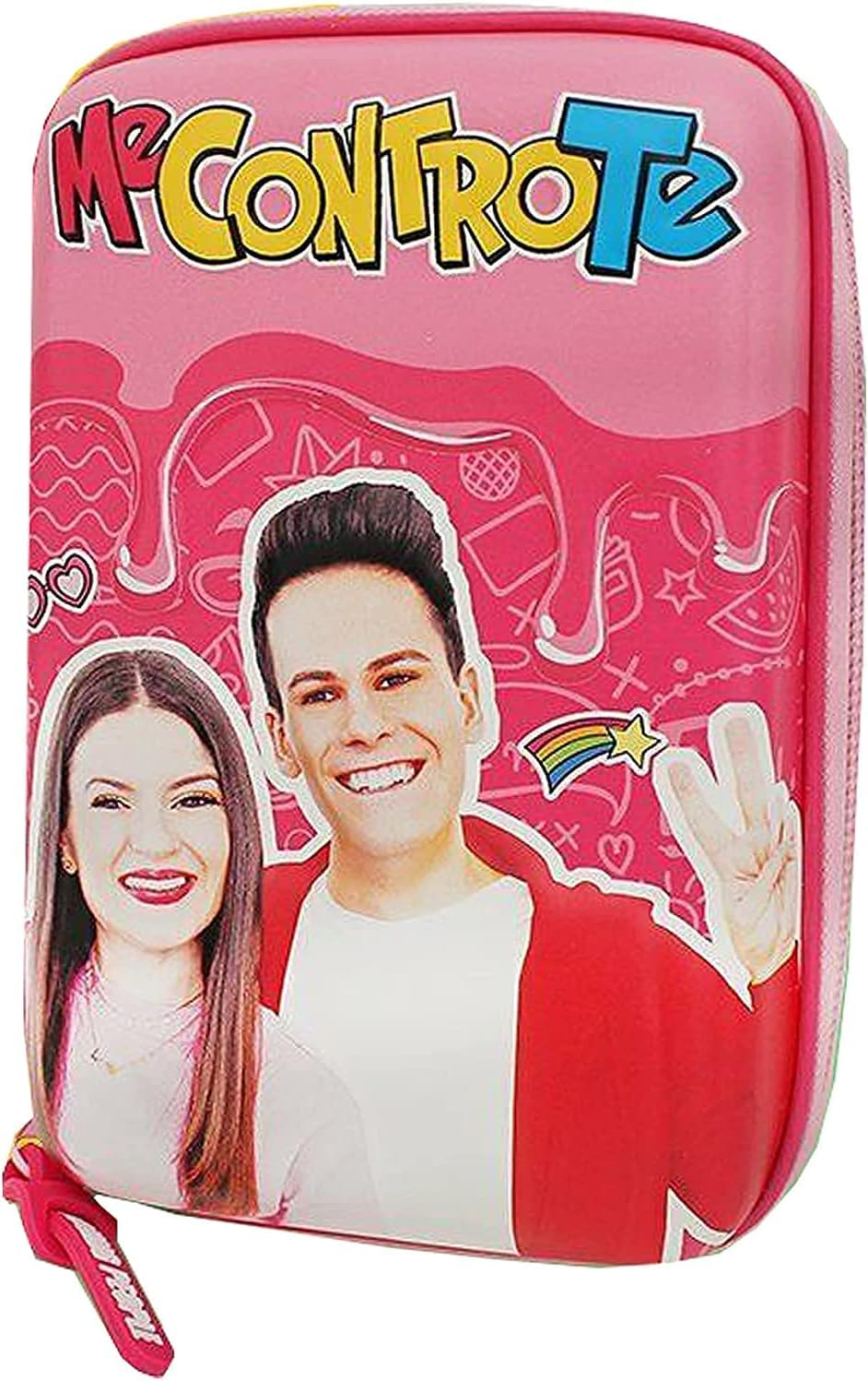 Scuola Astuccio Me contro Te Rigido Monopiano One Time girl Rosa + Omaggio portachiave con paillettes + Penna Sirena Arcobaleno