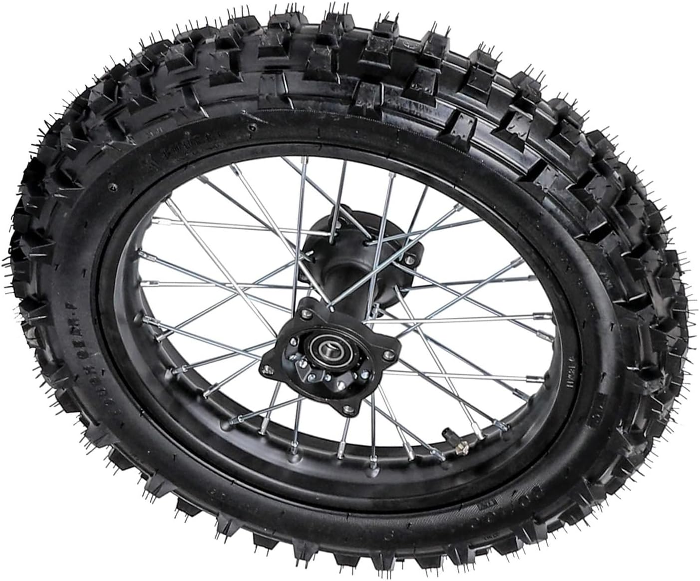 90/100-14 Dirt Bike Rear Wheel Pre-Mounted Tube Tire on 1.85x14 Rim – 15mm Bearing, Heavy-Duty Off-Road Pit Bike, Monkey Bike, Mini Trail Motorcycle, 70cc-160cc