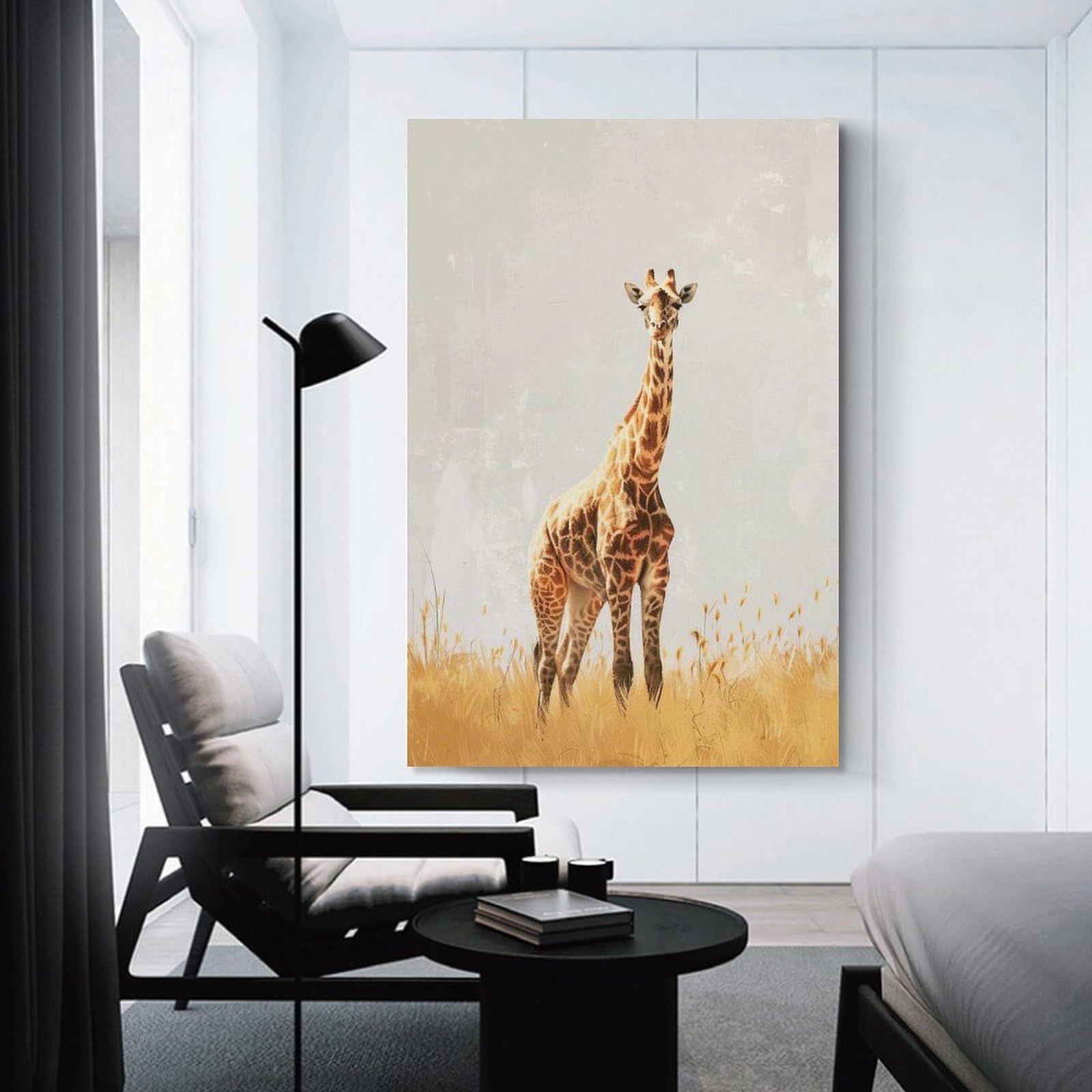 Junmoney Unframe-Style-3 Giraffe In Tall Grass Wall Picture Print, 20X30inch(50X75cm), For Lounge, Study, Hallway Or Flat Walls, Canvas Wall Art That Fits Changing Layouts