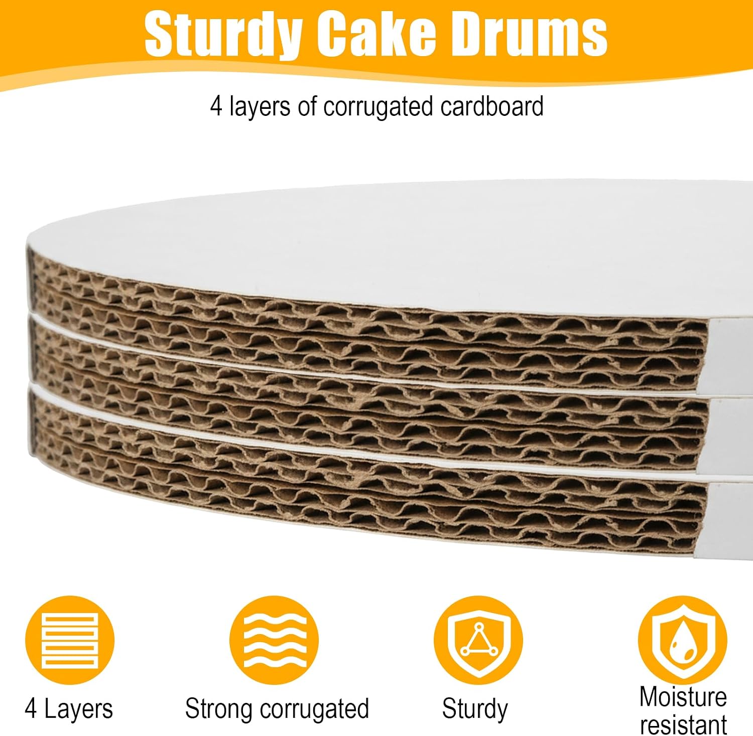 10 Inch White Corrugated Cake Drum Boards, 0.5 Inch Thick Heavy Duty Round Cardboard Cake Base, 12 Pack Greaseproof Cake Circles for Layer Cake Bakery Wedding Birthday Display