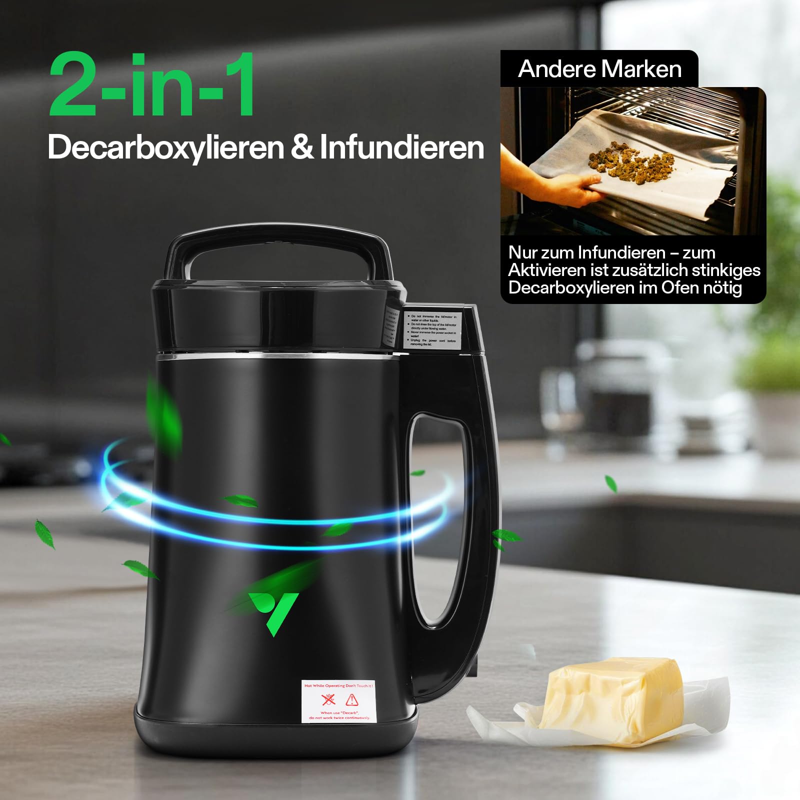 VIVOSUN Kräuter-Decarboxylierungs- und Infusionsmaschine, botanischer Extraktor und Infuser zur Herstellung von Butter, Öl und Tinkturen, inklusive Rezepten und Zubehör | Botanischer Extraktor und Teesieb zur Herstellung von Butter, Öl und Tinkturen, inkl
