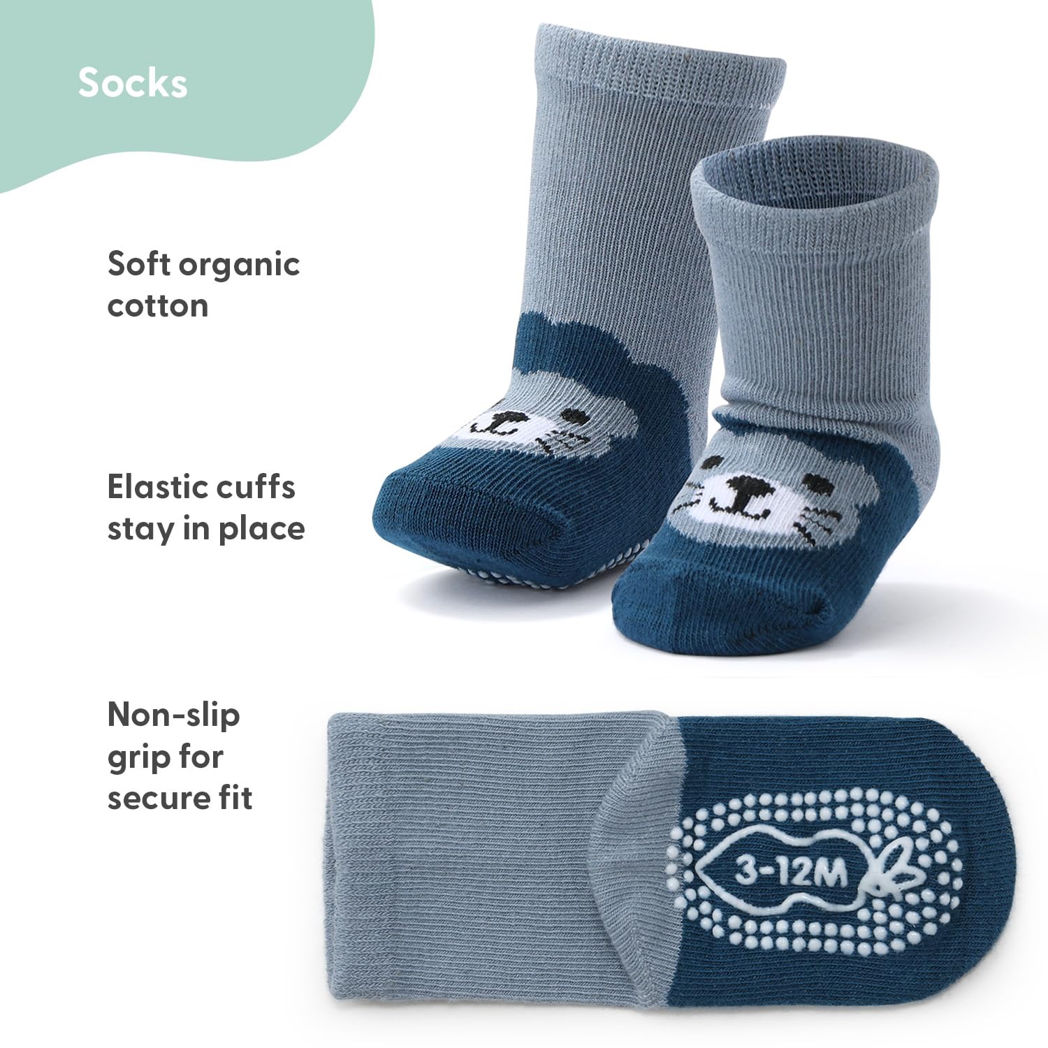 The Peanutshell Juego de 12 calcetines orgánicos para bebés de 0 a 24 meses, agarre antideslizante, de algodón suave, para recién nacidos y niños pequeños, atrevidos