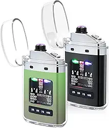BAJISA Pacote com 2 isqueiros elétricos – Isqueiros de plasma recarregáveis por USB, isqueiros de plasma à prova de vento, isqueiro de metal de bolso com bateria de LED para festa de velas