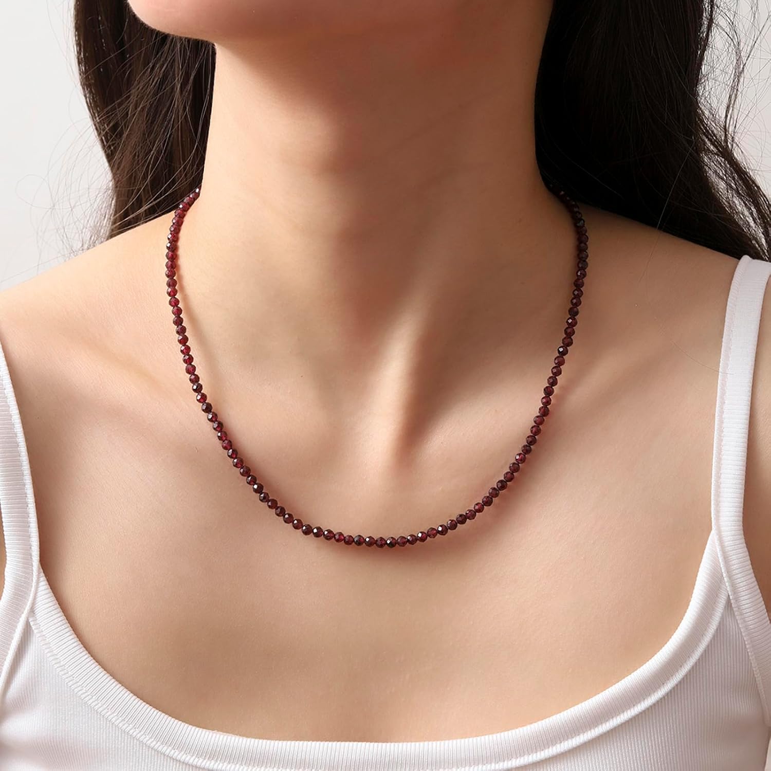 Crystal Choker Necklace for Women 3mm Handmade Natural Stone Beaded Necklace Healing Crystal Necklace Gemstone Necklace Crystal Bead Necklace for Women - Image 3
