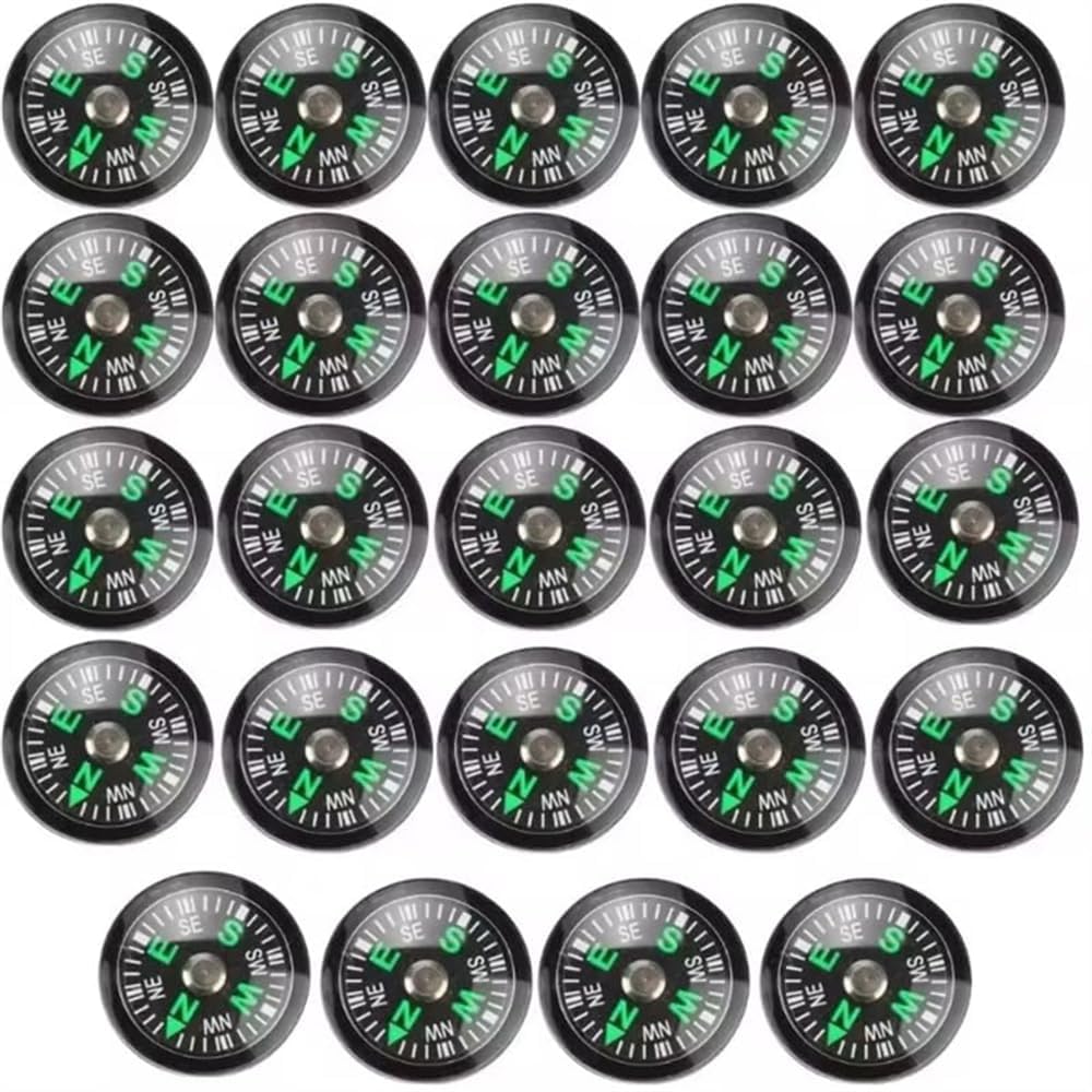 50 Pieces Mini Compass Small Button for Kids 20mm Bulk Hiking Liquid Filled Survival Set Camping Boating Touring Backpacking Outdoor Activities