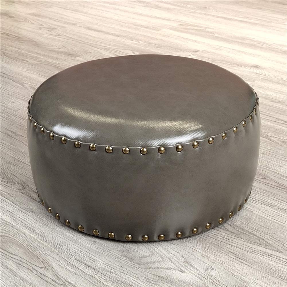 Tabouret Repose-Pieds en Similicuir Ciré et Huilé | Finition Haute Qualité Gris