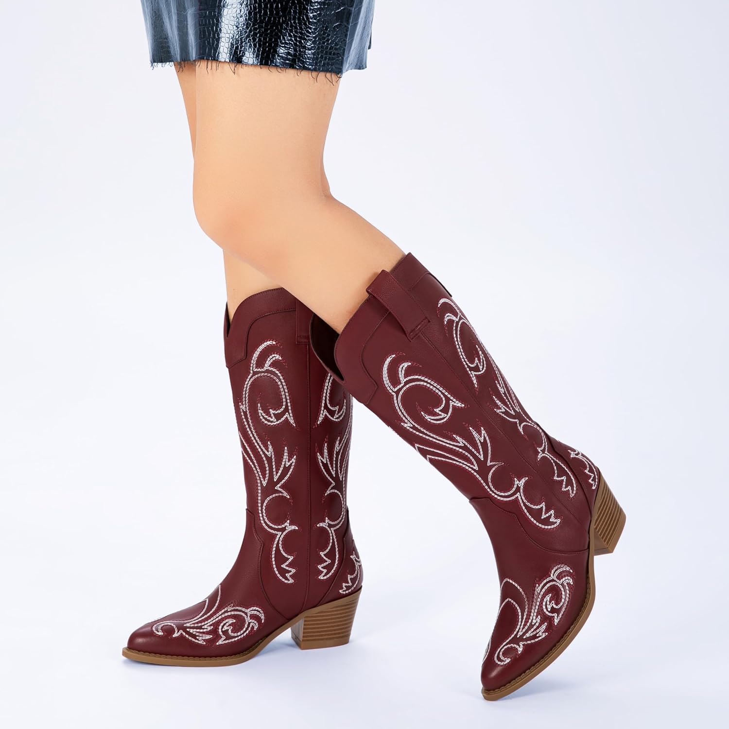 Athlefit Cowboy Boots for Women Western Cowgirl Fashion Embroidered...  - Picture 32 of 33