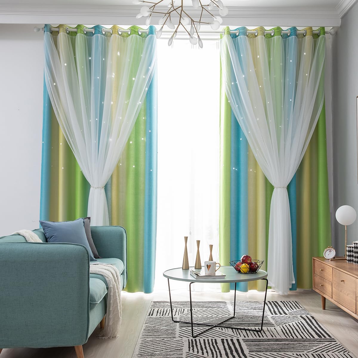 ARTIBETTER Decorative Hollow-Out Blackout Curtains for Living Room and Bedroom Light Filtering and Heat Reducing Window Panels 51.18X39.37 Inches