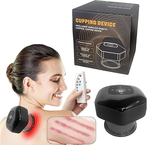 Miniatura 2 de JOOWES Masajeador inteligente de terapia de ventosas con respiración inteligente, compresión caliente de luz roja y control remoto inalámbrico,