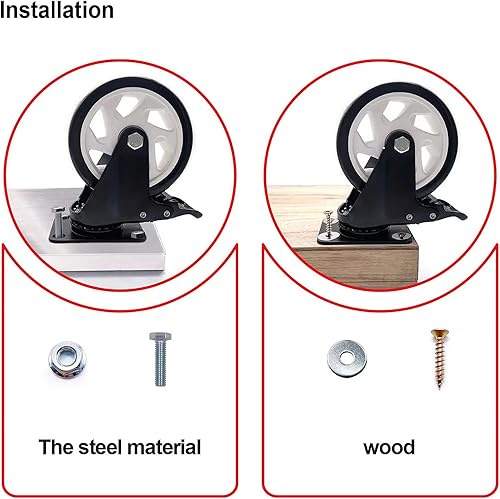 Miniatura 19 de Ruedas giratorias, ruedas de 2 pulgadas, juego de 4 ruedas resistentes, ruedas de bloqueo CLOATFET con freno (placa superior), ruedas giratorias