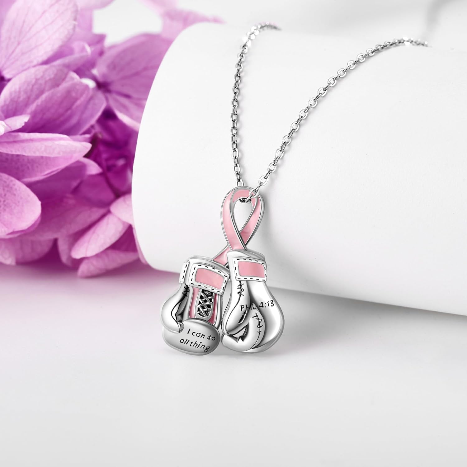 925 Sterling Silver Boxing Gloves Breast Cancer/Dragonfly/Wave/Suicide Awareness/Bring Them Home/Basketball Pendant Necklace Awareness Jewelry Gifts for Women Sister Mom Grandmother - Image 7